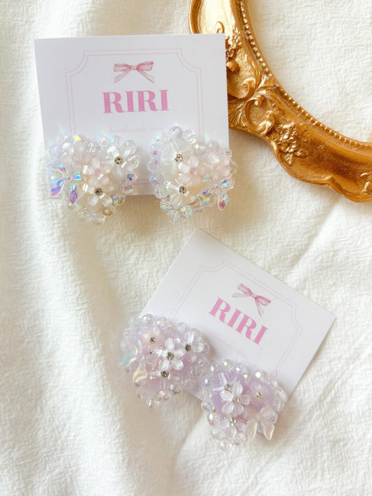 心心花花耳環-耳夾