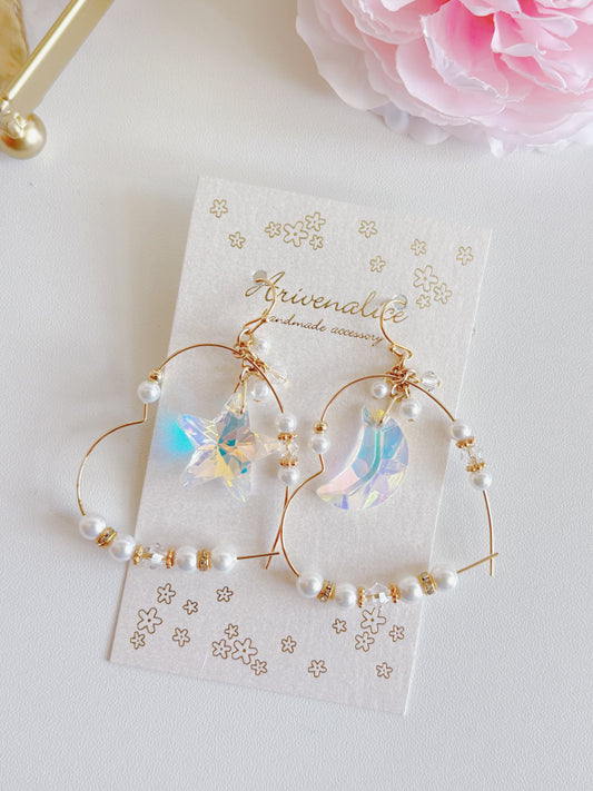 心形珍珠星星月亮耳環