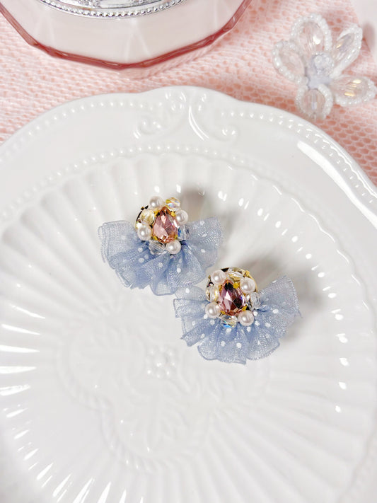 日系小資女薄紗圓點耳環