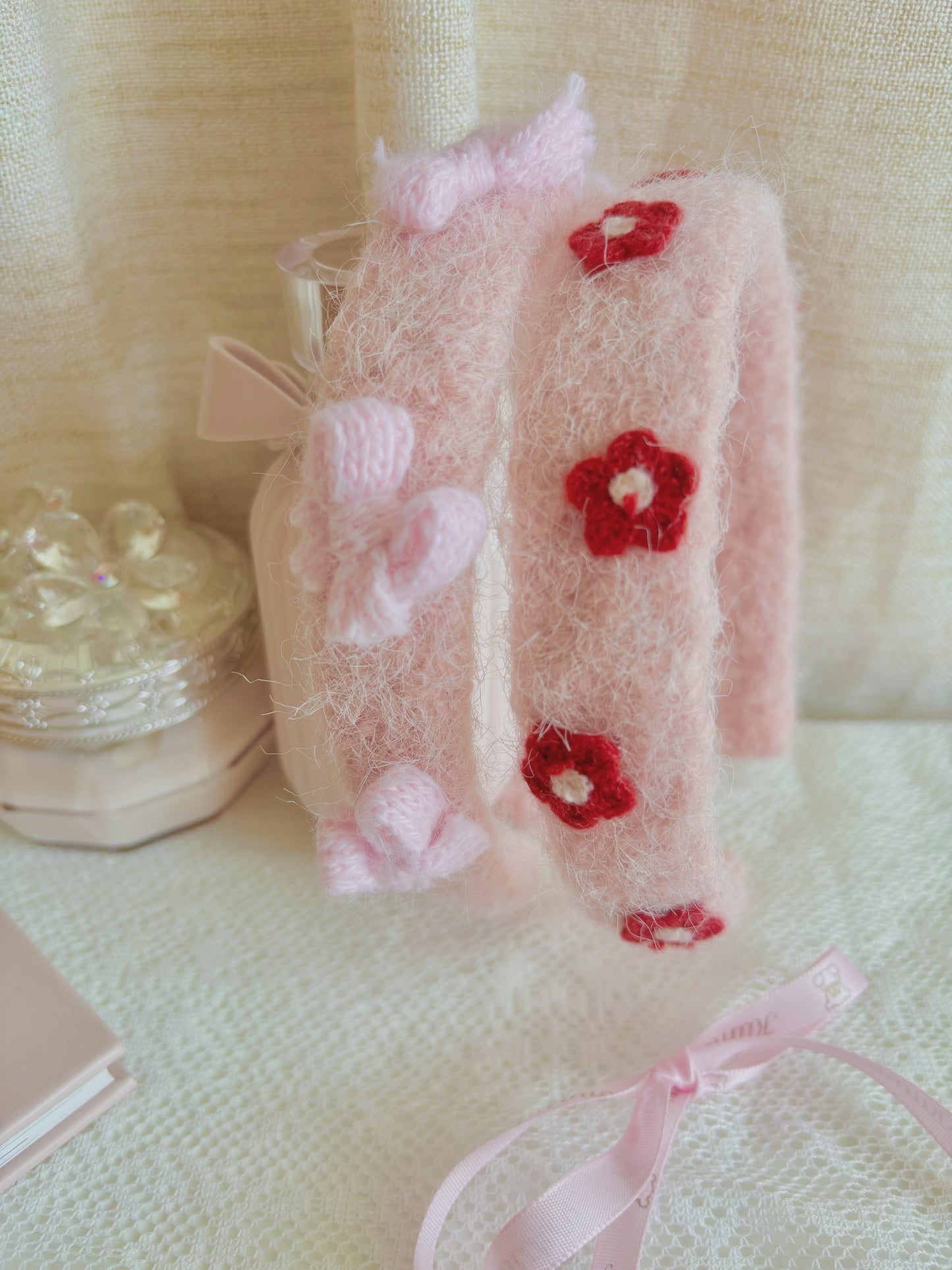 手工頭箍-粉色毛絨系列