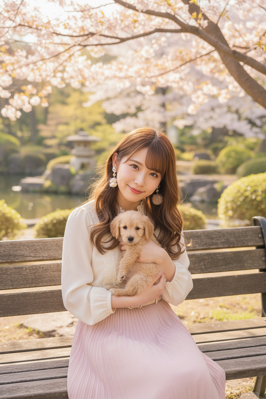 日本公園抱小狗場景2