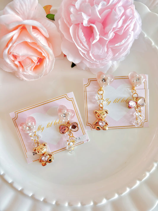 可愛小熊心心耳夾