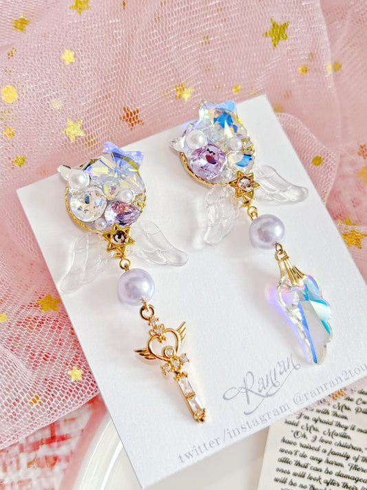 魔法棒飛翼水晶耳環