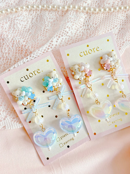 人氣商品—小熊珍珠心心(耳環/耳夾)