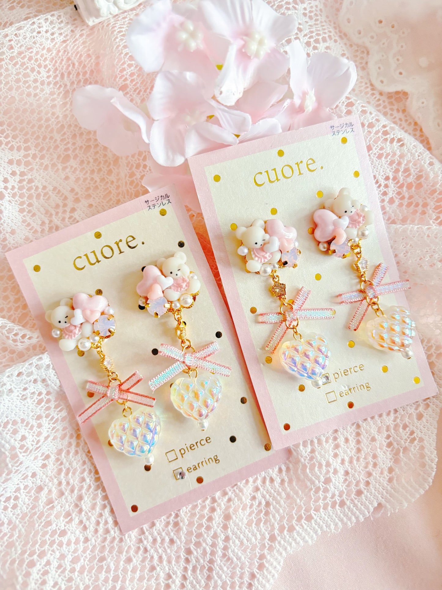 幻彩白色耳針/耳夾