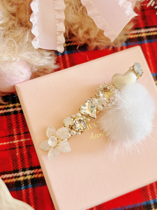 日本手工—公主閃鑽毛毛髮夾