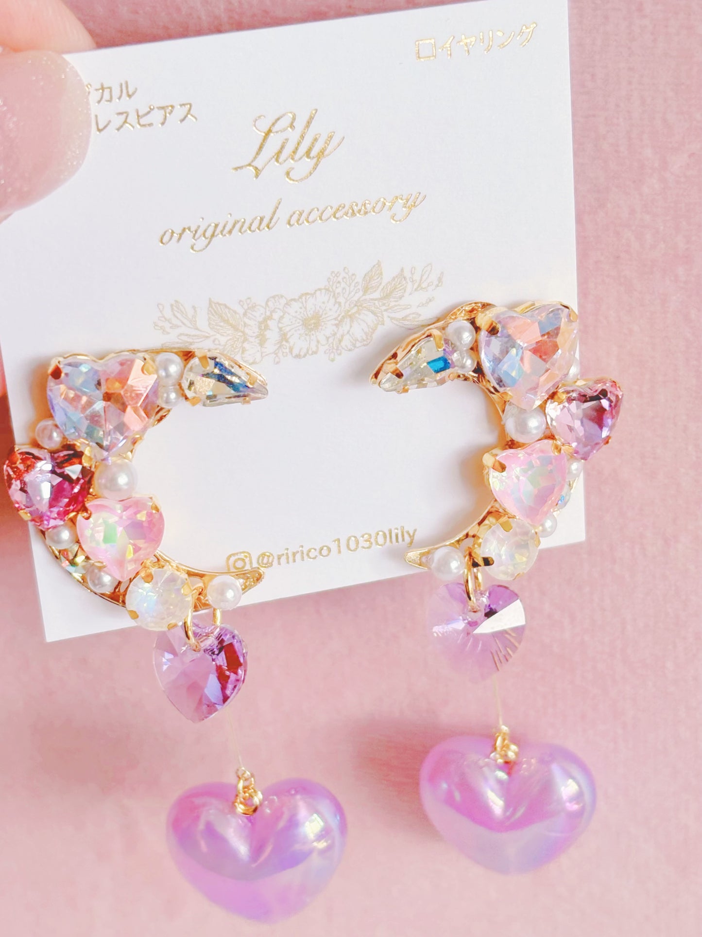 Lily-紫色半月耳環