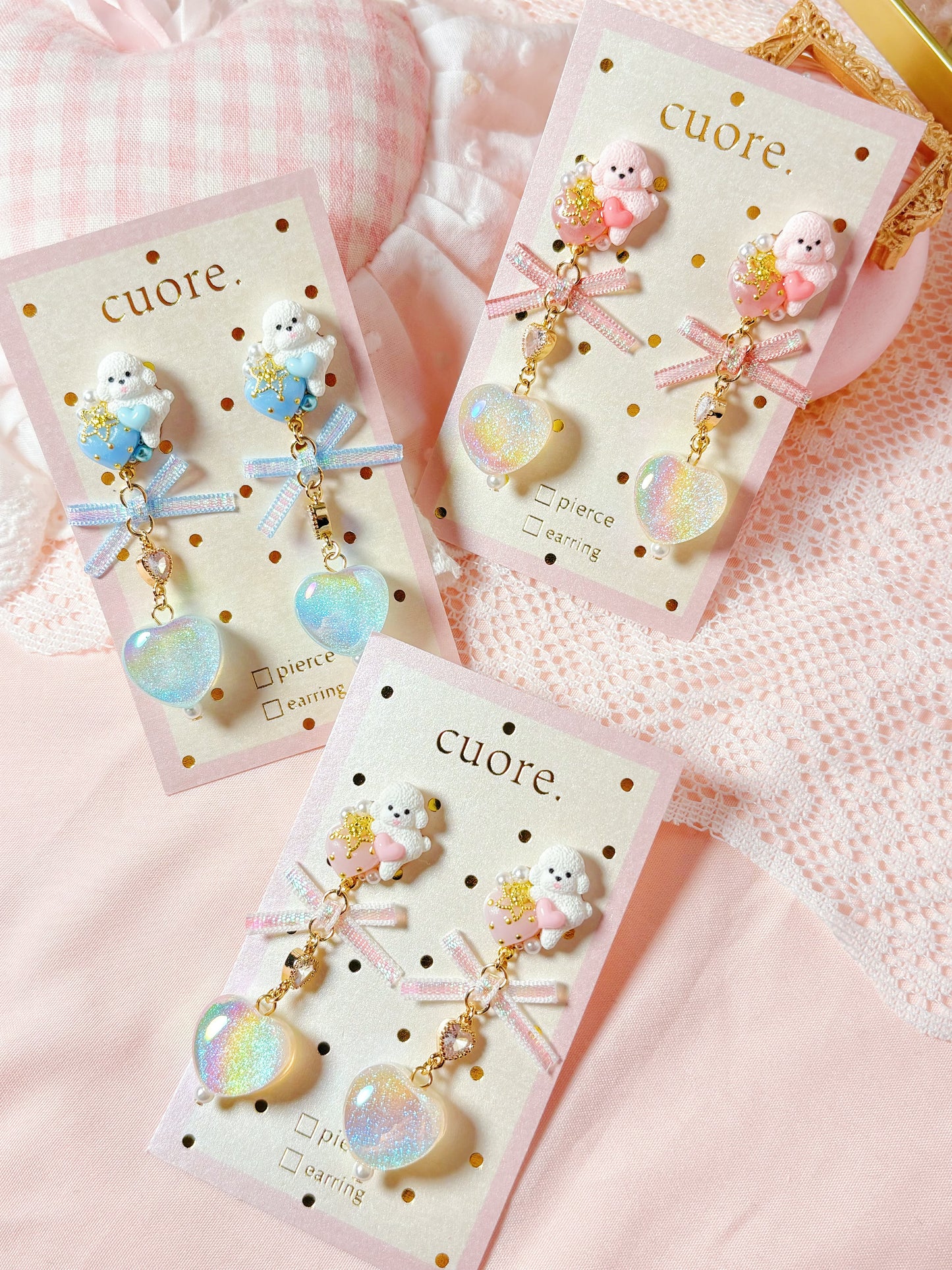 小狗水晶球耳環