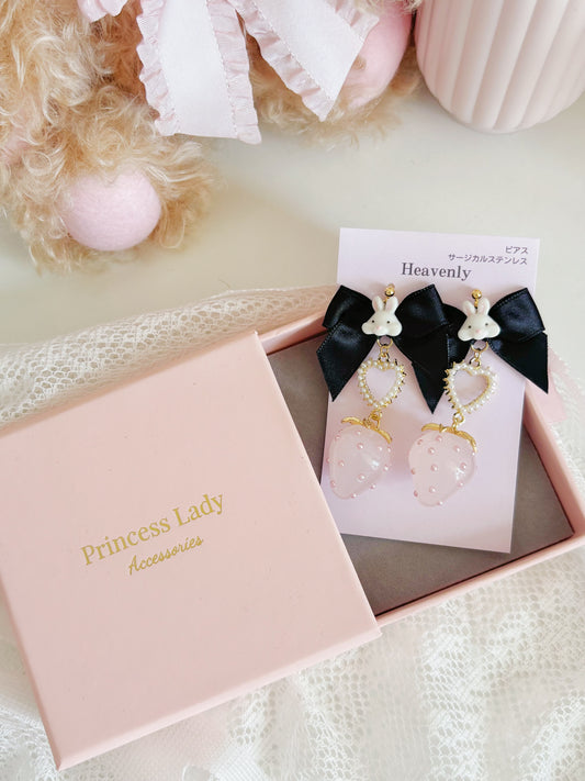 甜美公主小兔高貴蝴蝶結耳環