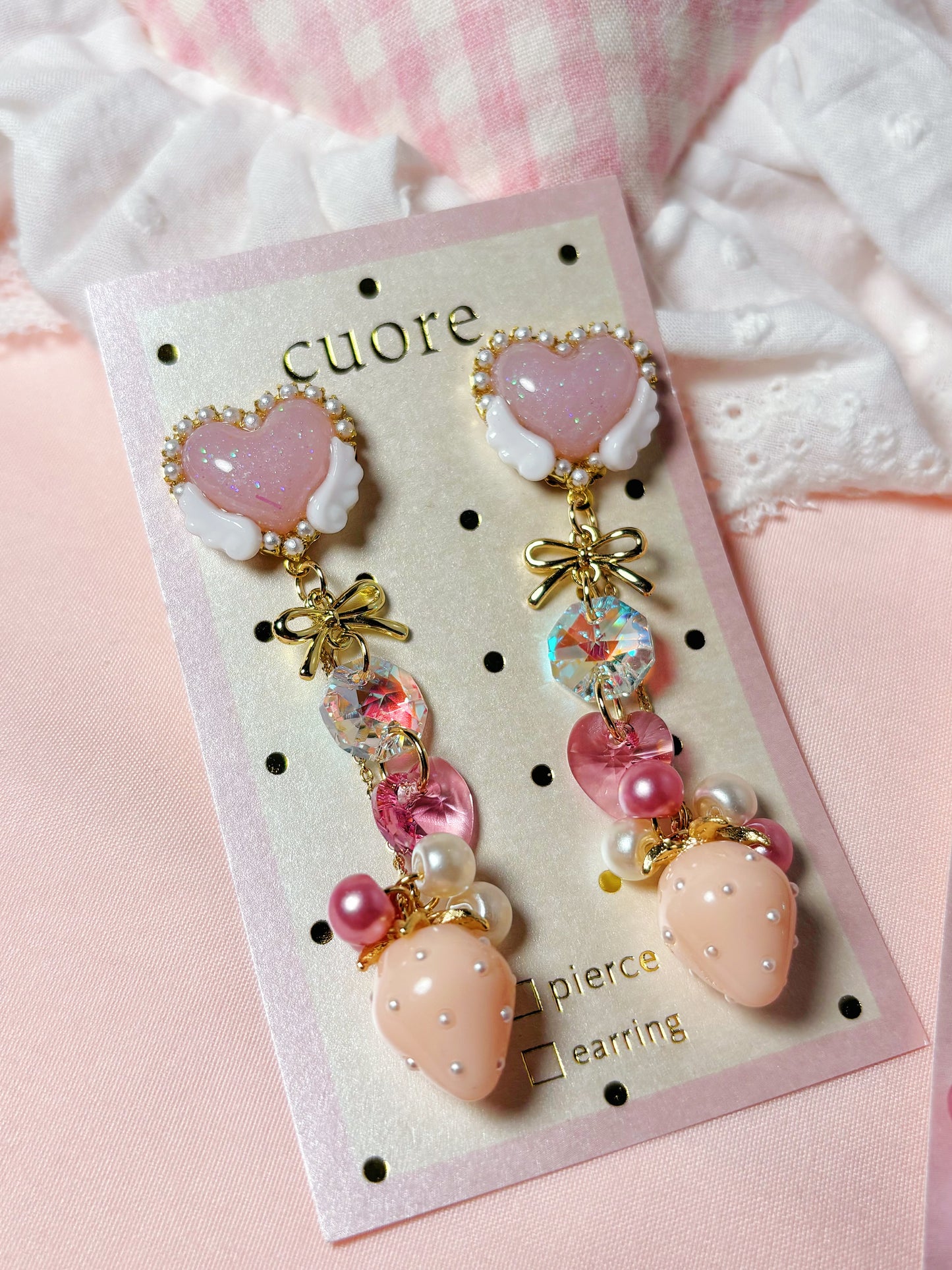 魔法草莓愛心耳環