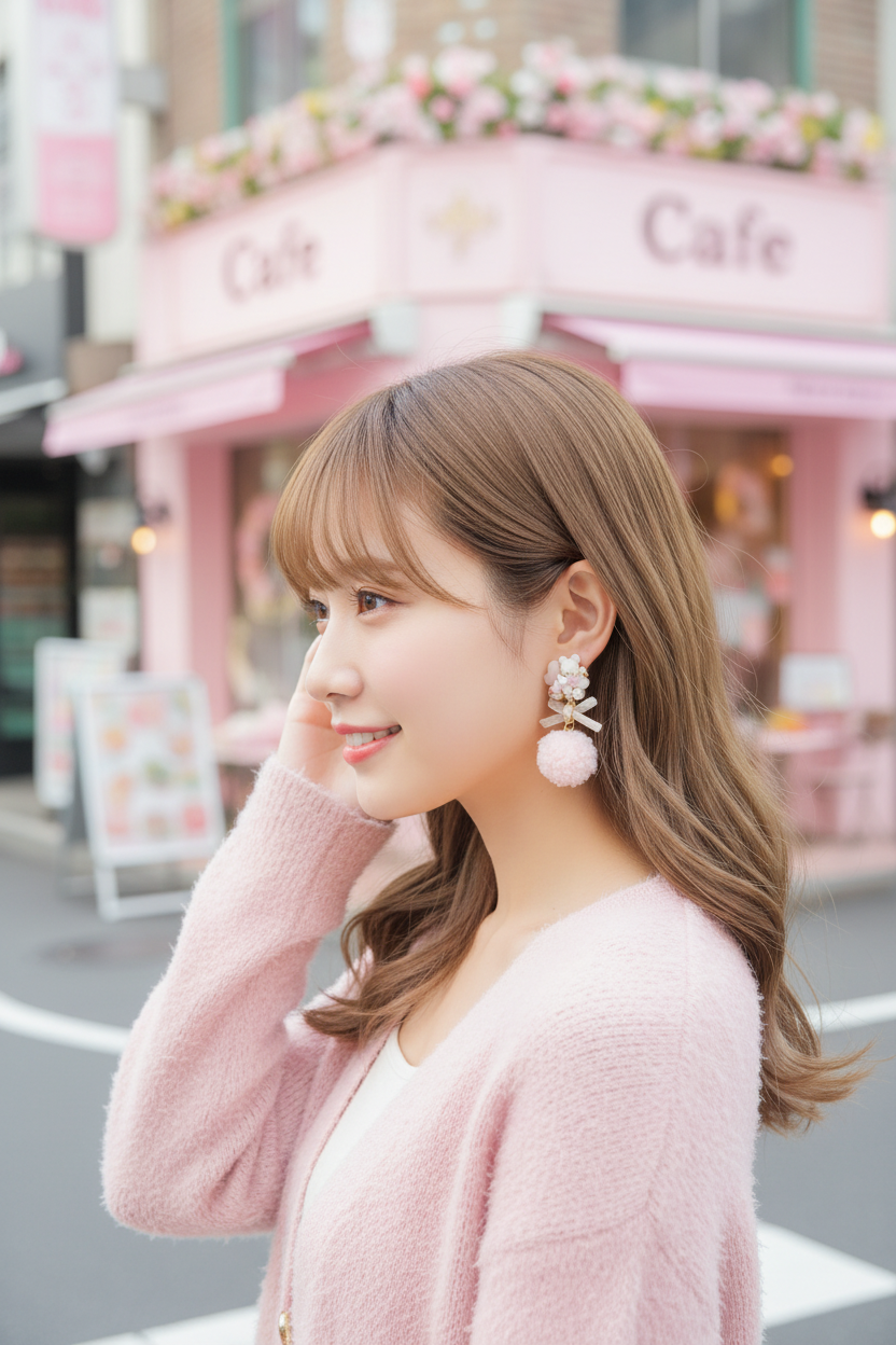 日本手工-可愛圍巾小熊毛茸耳環