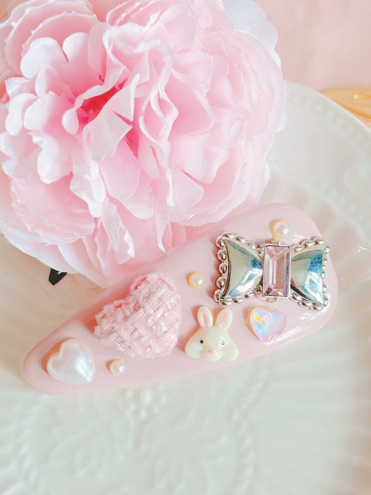 日本手工—可愛小兔心心髮夾