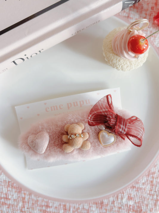 日本手工—可愛小熊毛毛髮夾