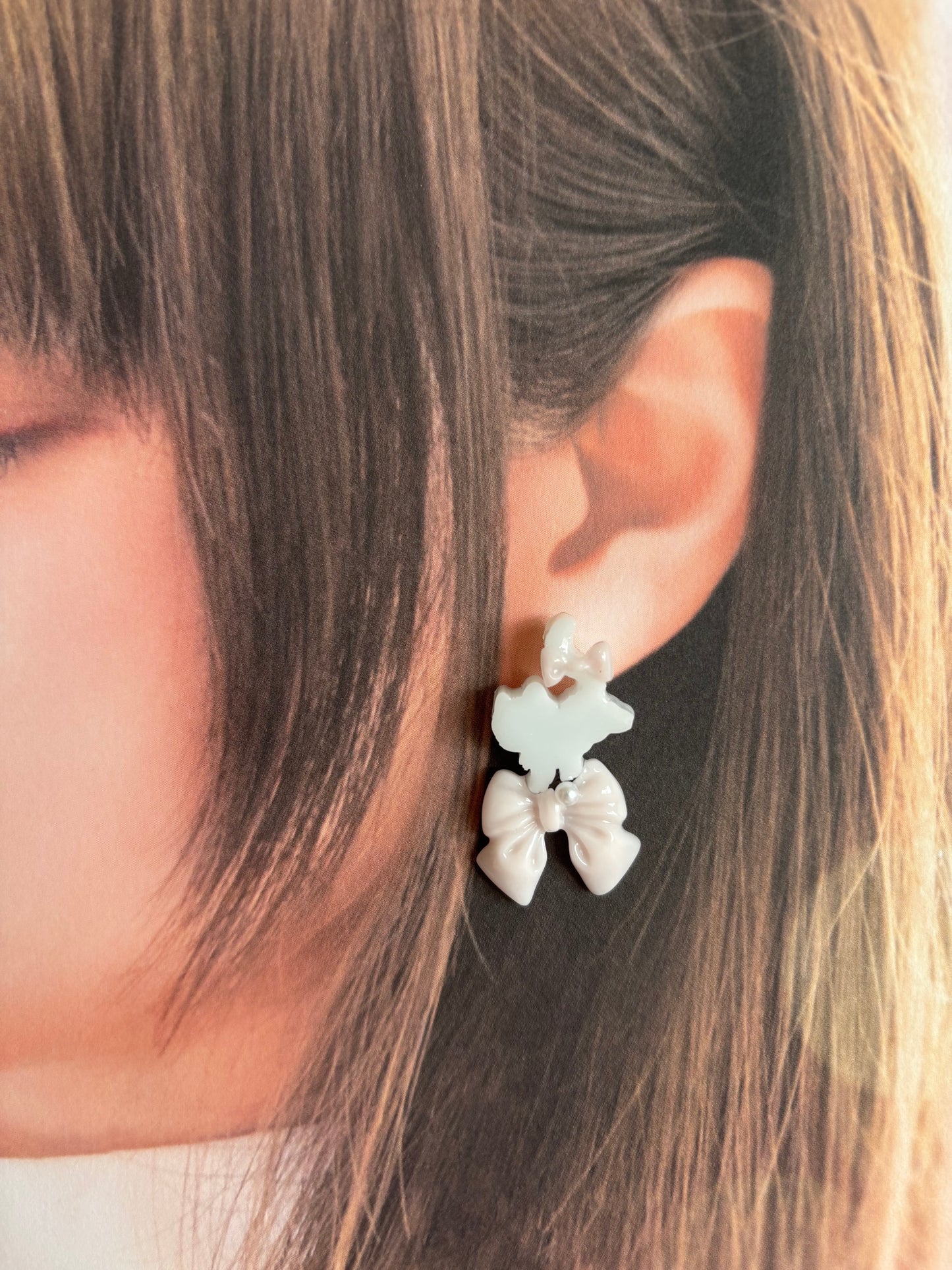 貓咪蝴蝶結耳環