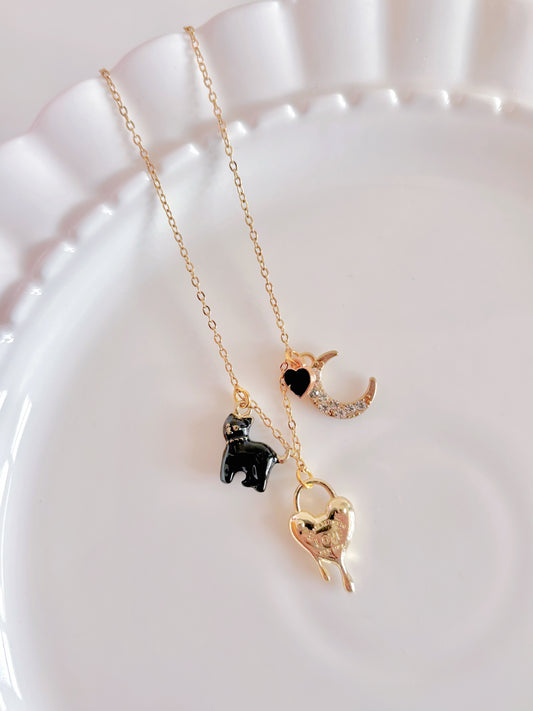 日本黑喵月亮頸鍊