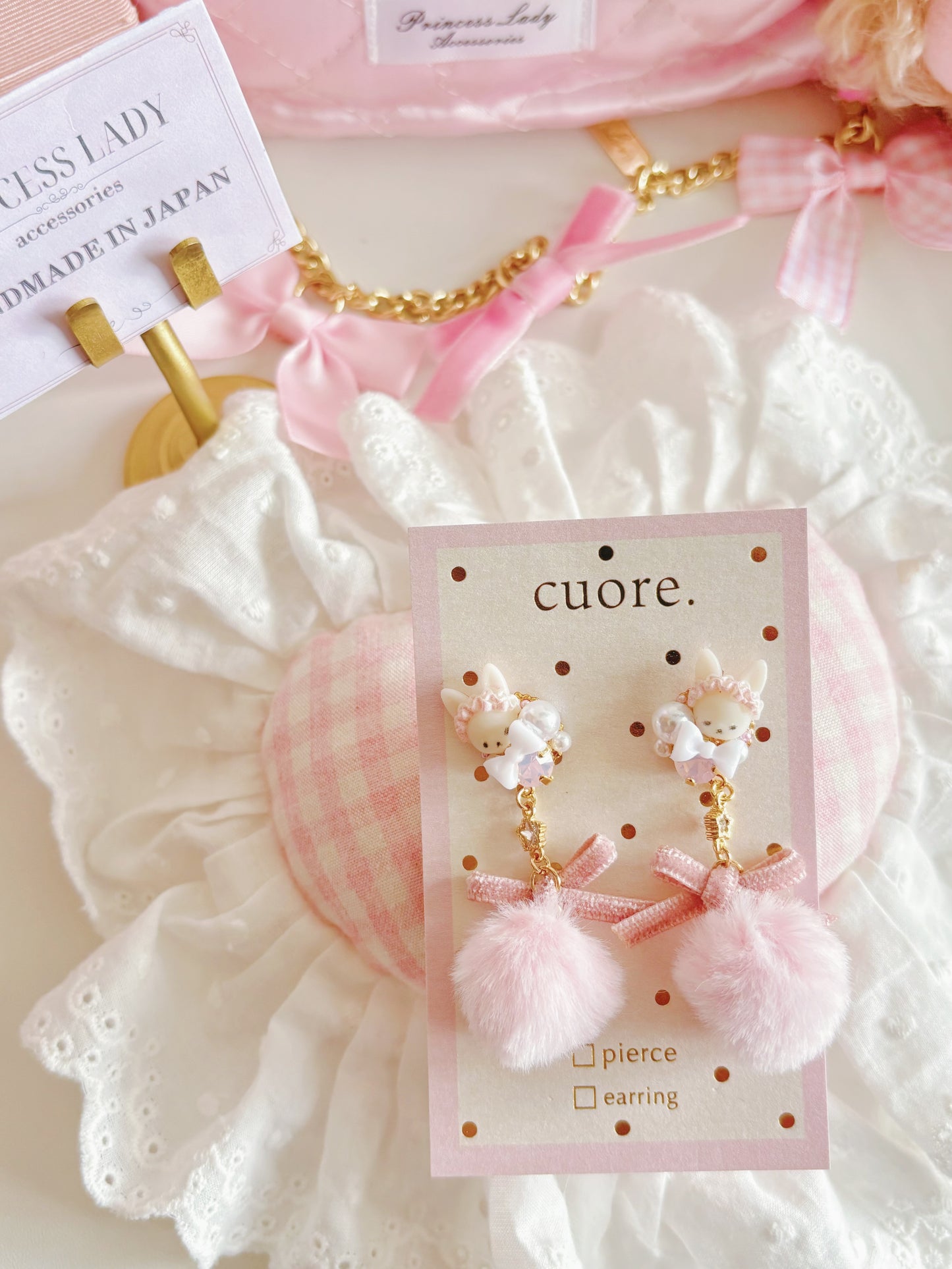 日本手工-熱銷款可愛小兔耳毛茸耳環