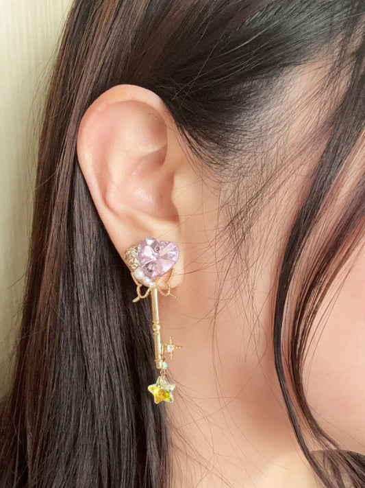 魔法鎖匙水晶耳環