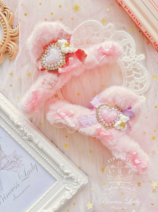 毛毛小熊愛心髮夾