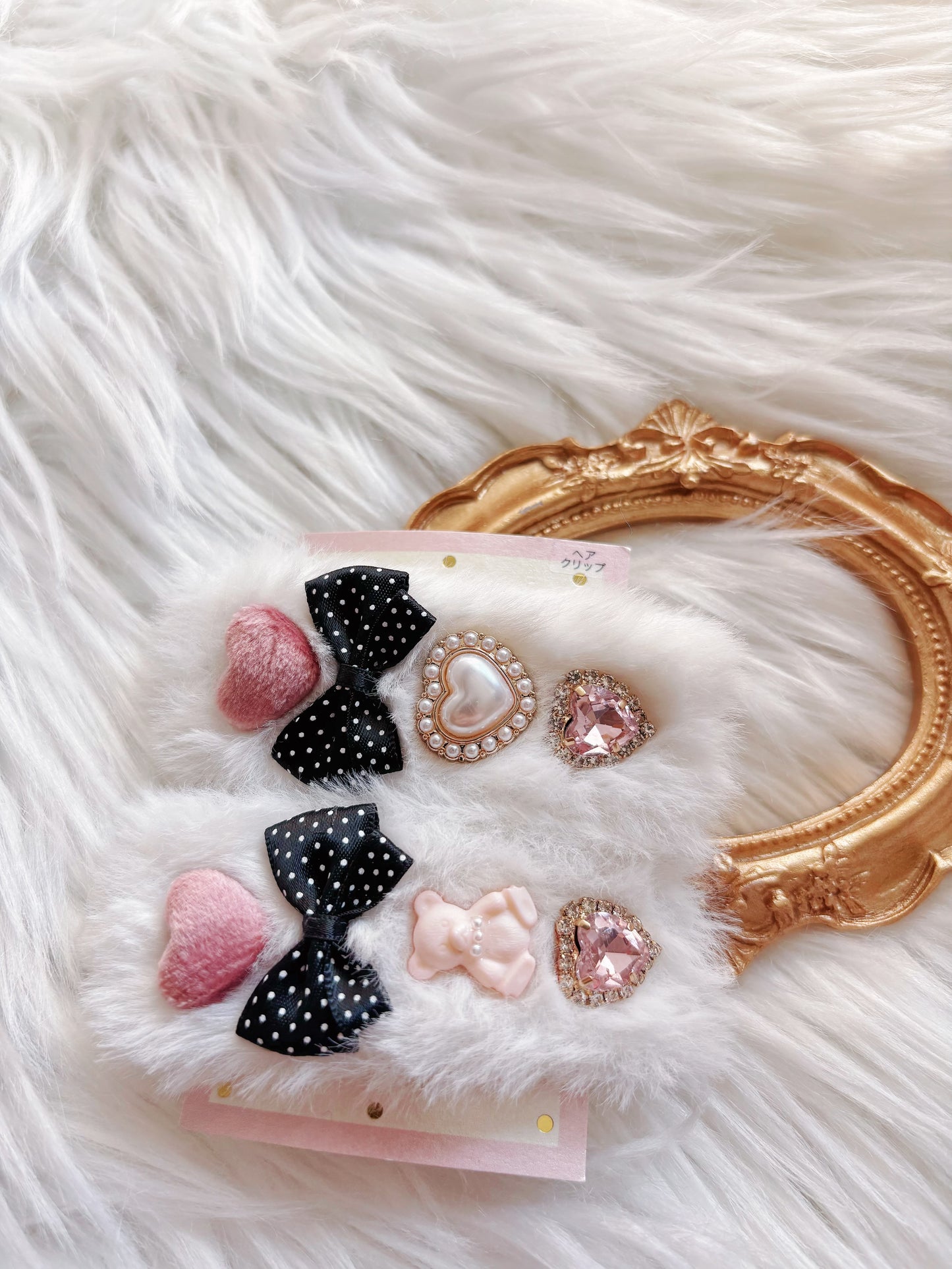 日本手工—黑白波點蝴蝶結髮夾