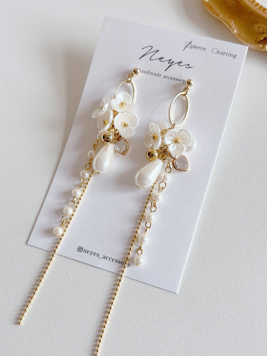 優雅搖曳水滴珍珠耳環