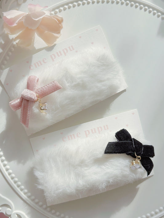 日本手工—毛毛可愛水鑽髮夾