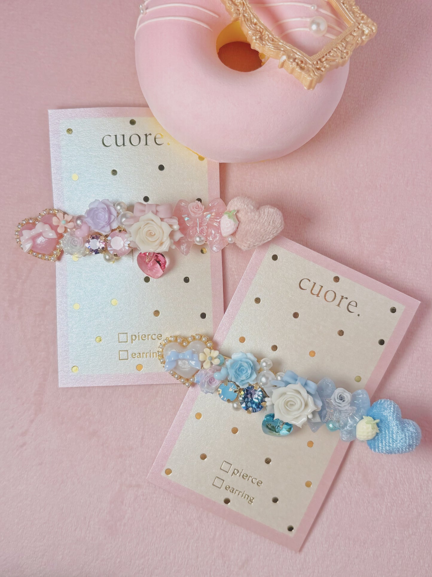 春日樹脂玫瑰花心心髮夾