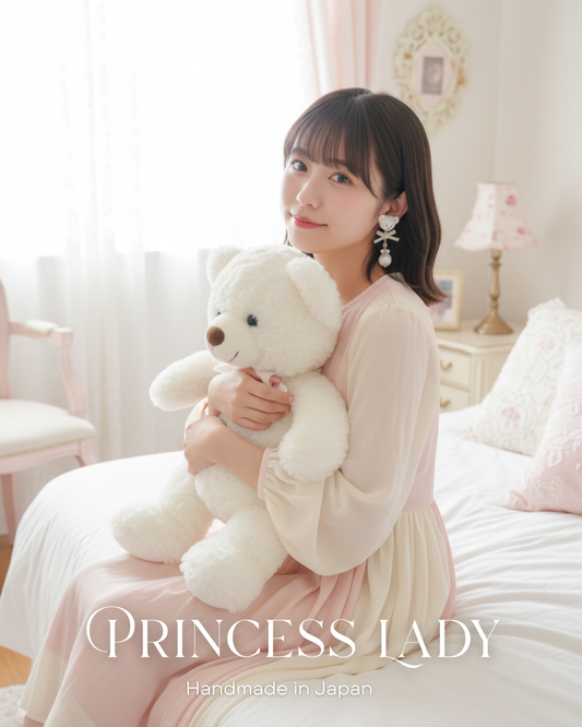 日本手工-白色小熊幻彩耳環