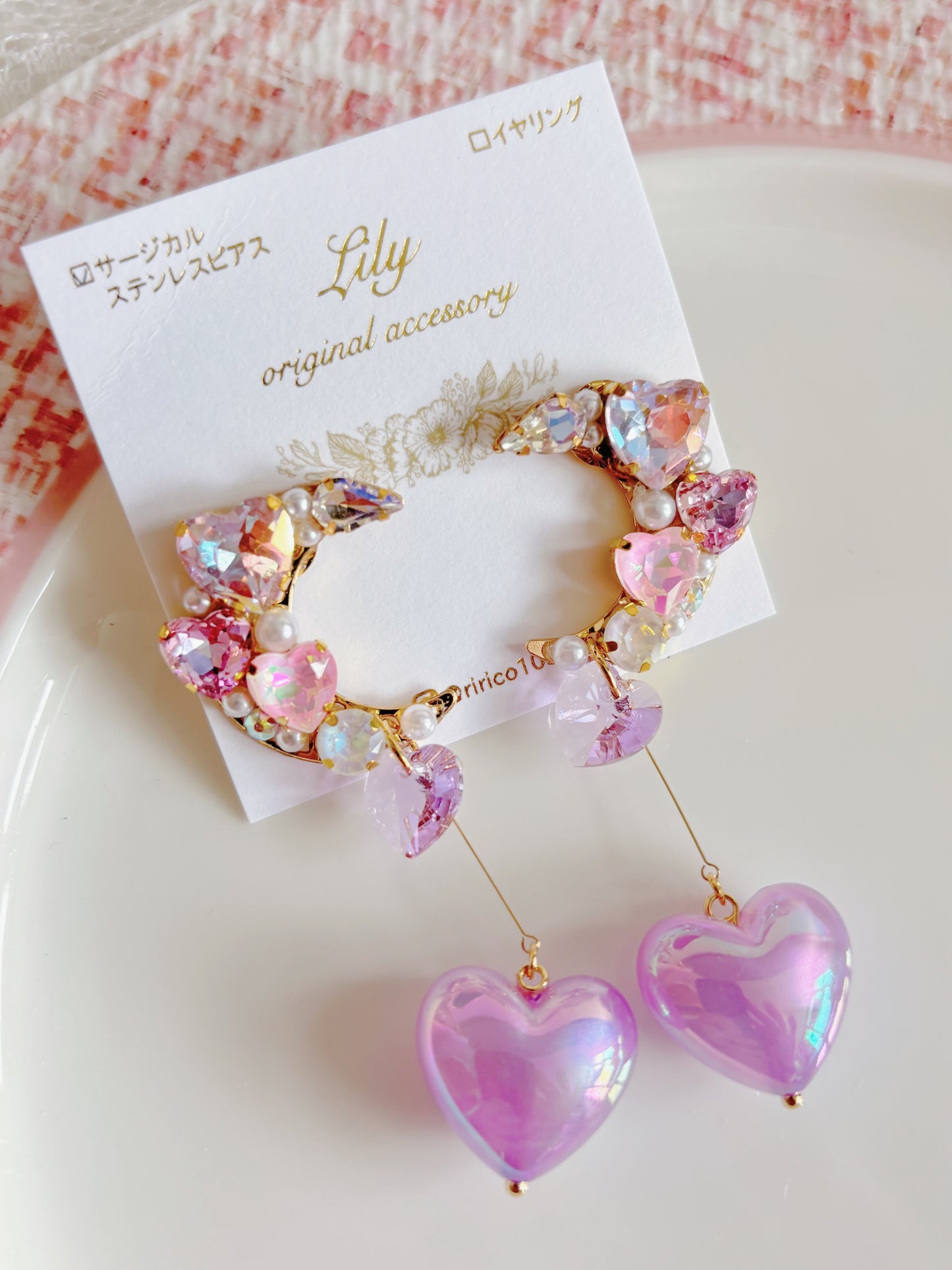 Lily-紫色半月耳環
