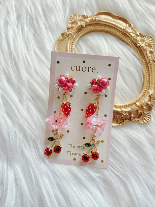 獨家日本手工款—粉色車厘子🍒耳環