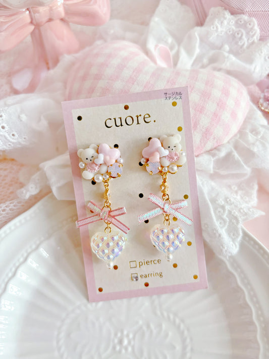 幻彩白色耳針/耳夾