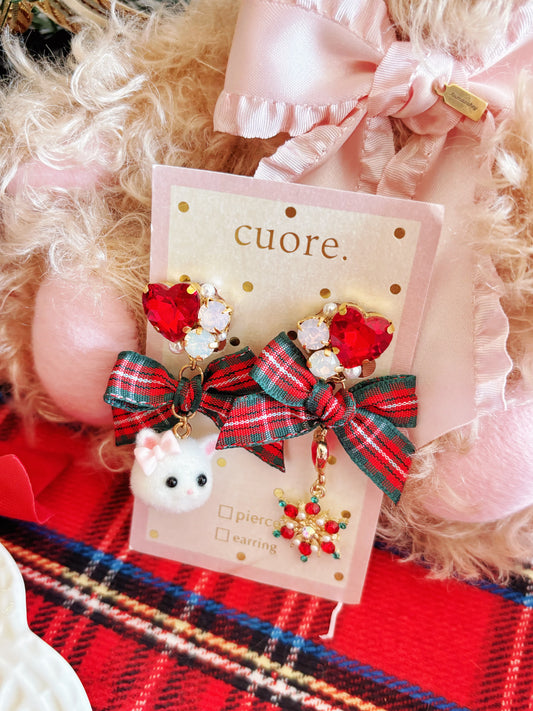 日本手工—聖誕小貓咪耳夾