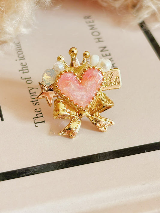 日本手工-公主皇冠心心戒指