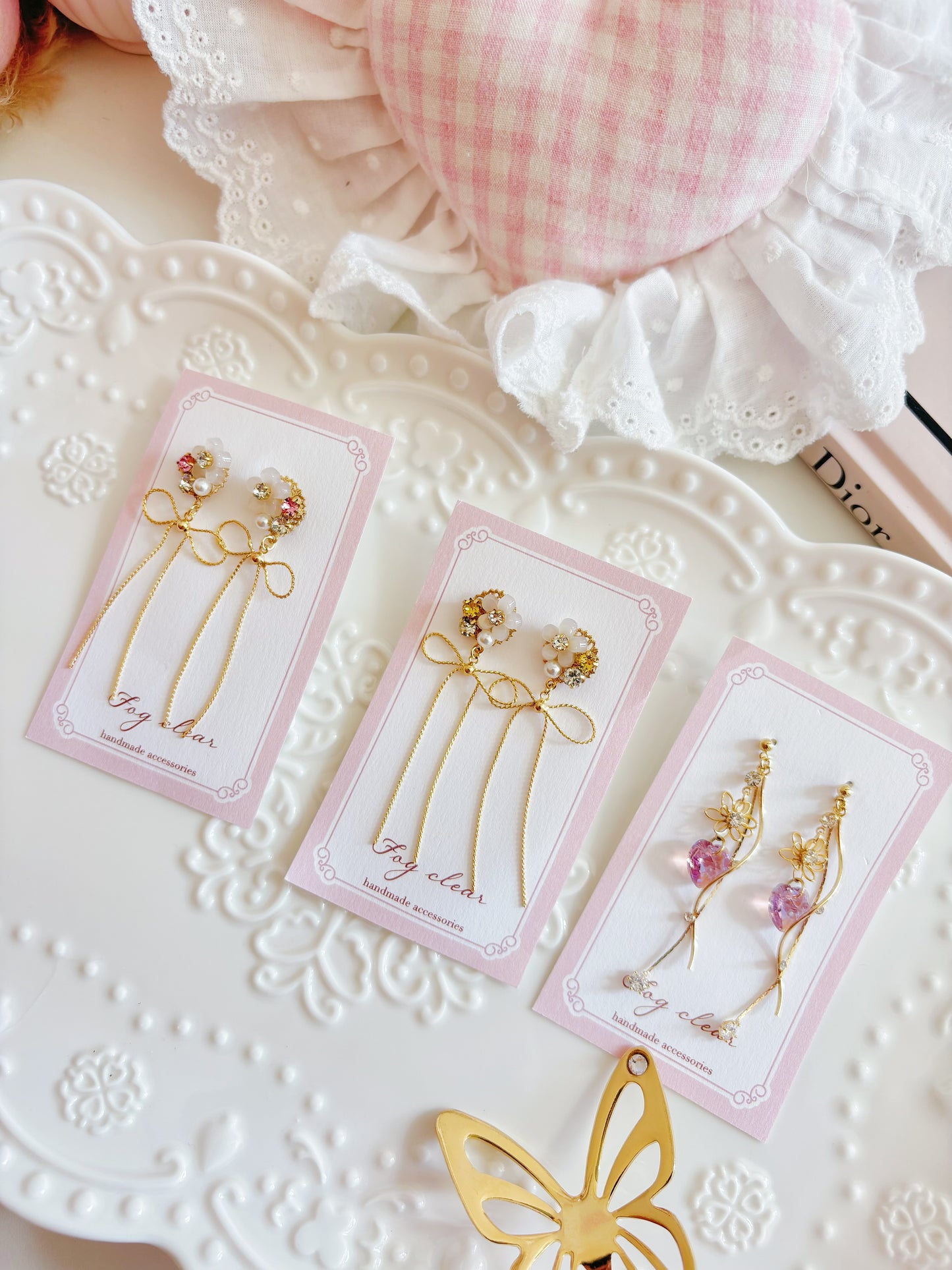 夢幻水晶線條花花耳環