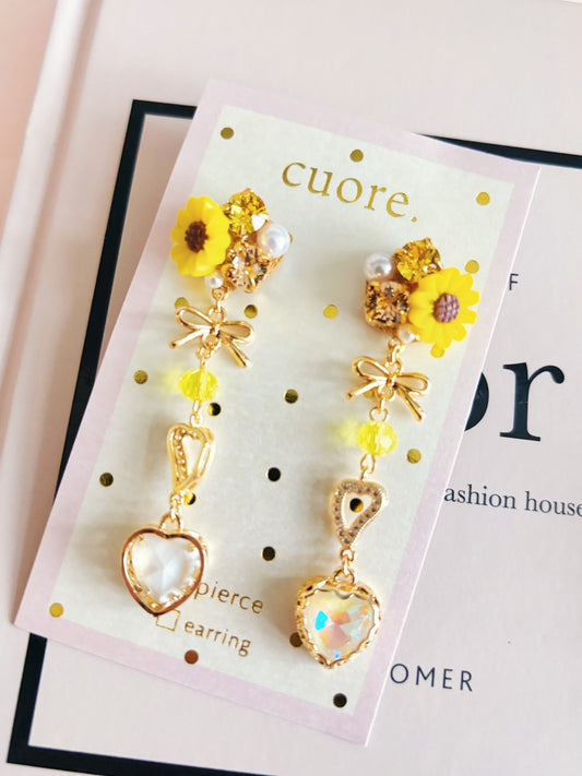 向日葵水晶耳環