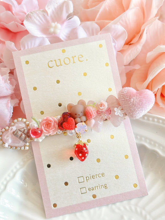 日本手工—草莓比小熊髮夾