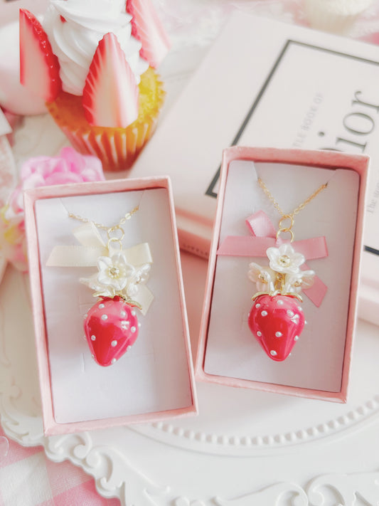 日本手工—草莓花花頸鍊