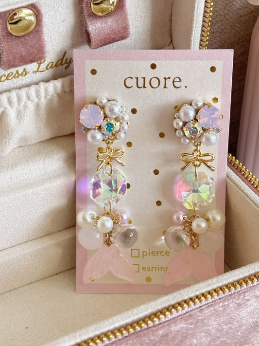 限定—粉紅公主美人魚耳針/耳夾