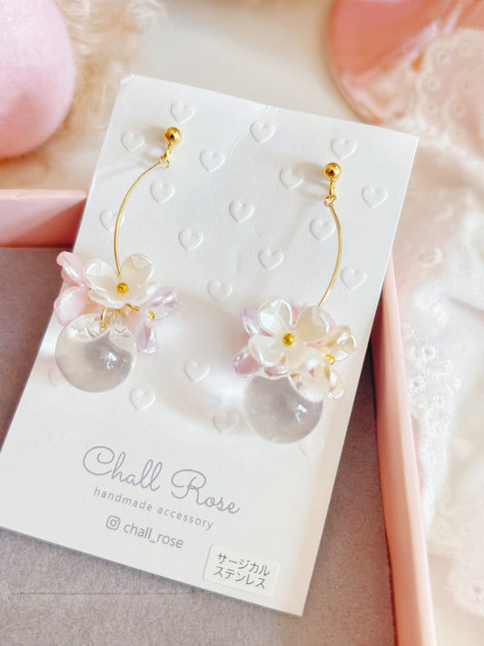 晶瑩剔透珠珠耳環