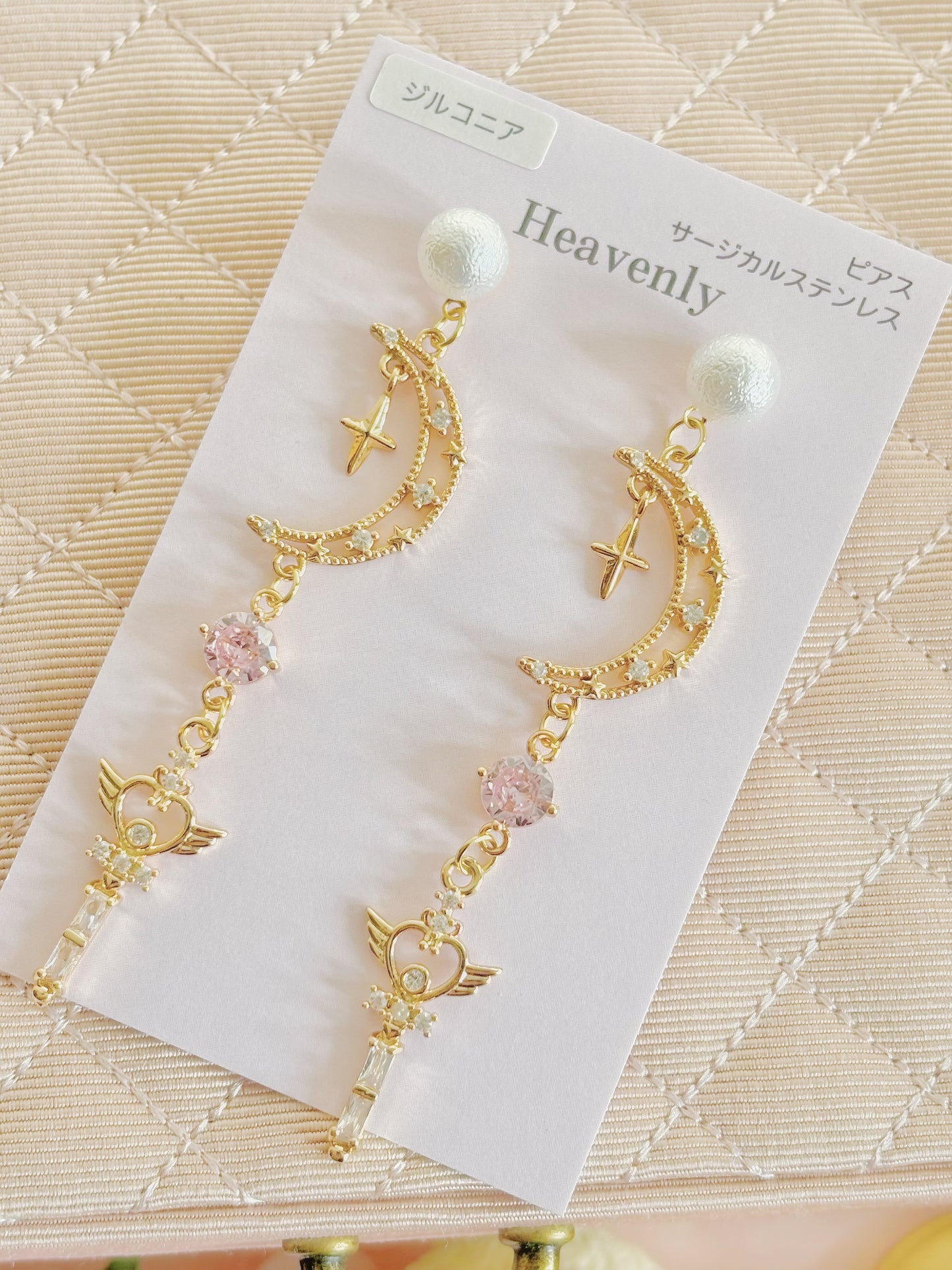 日本手工-半月閃石魔法棒耳環