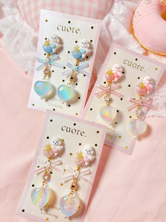 小狗水晶球耳環