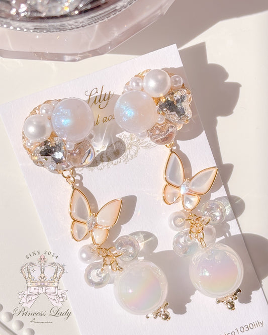 亮晶晶蝴蝶珠珠耳環