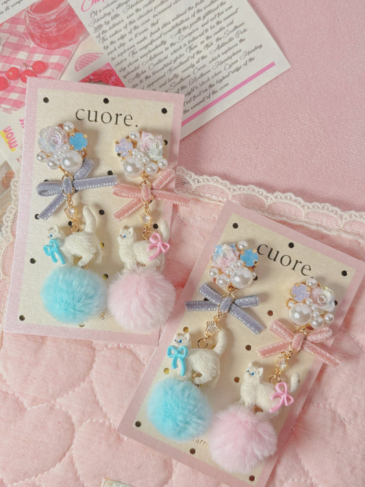 愛麗斯小貓粉嫩耳環/耳夾