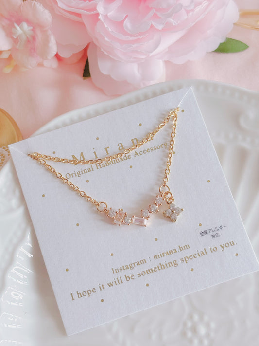 日本手工—閃鑽小花頸鍊