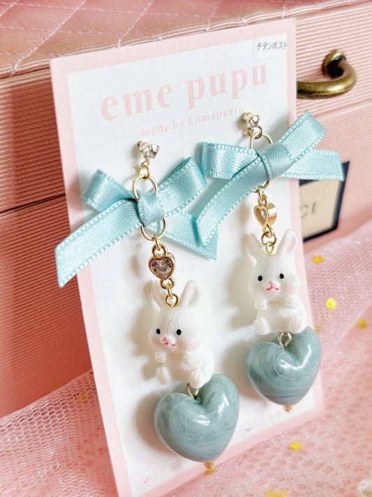 蔚藍小兔耳環
