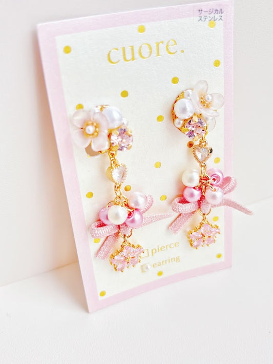 蝴蝶結花花耳夾