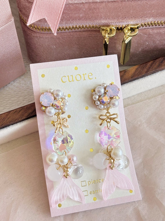 限定—粉紅公主美人魚耳針/耳夾