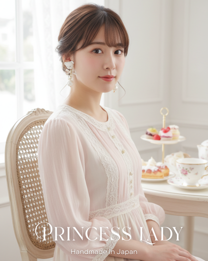 日本手工-白色小熊幻彩耳環