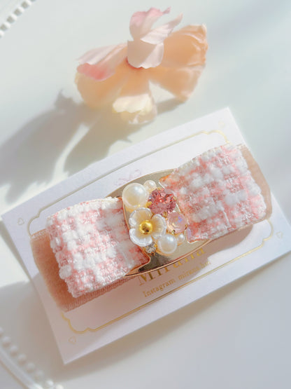 日本手工—雙蝴蝶結水晶髮夾