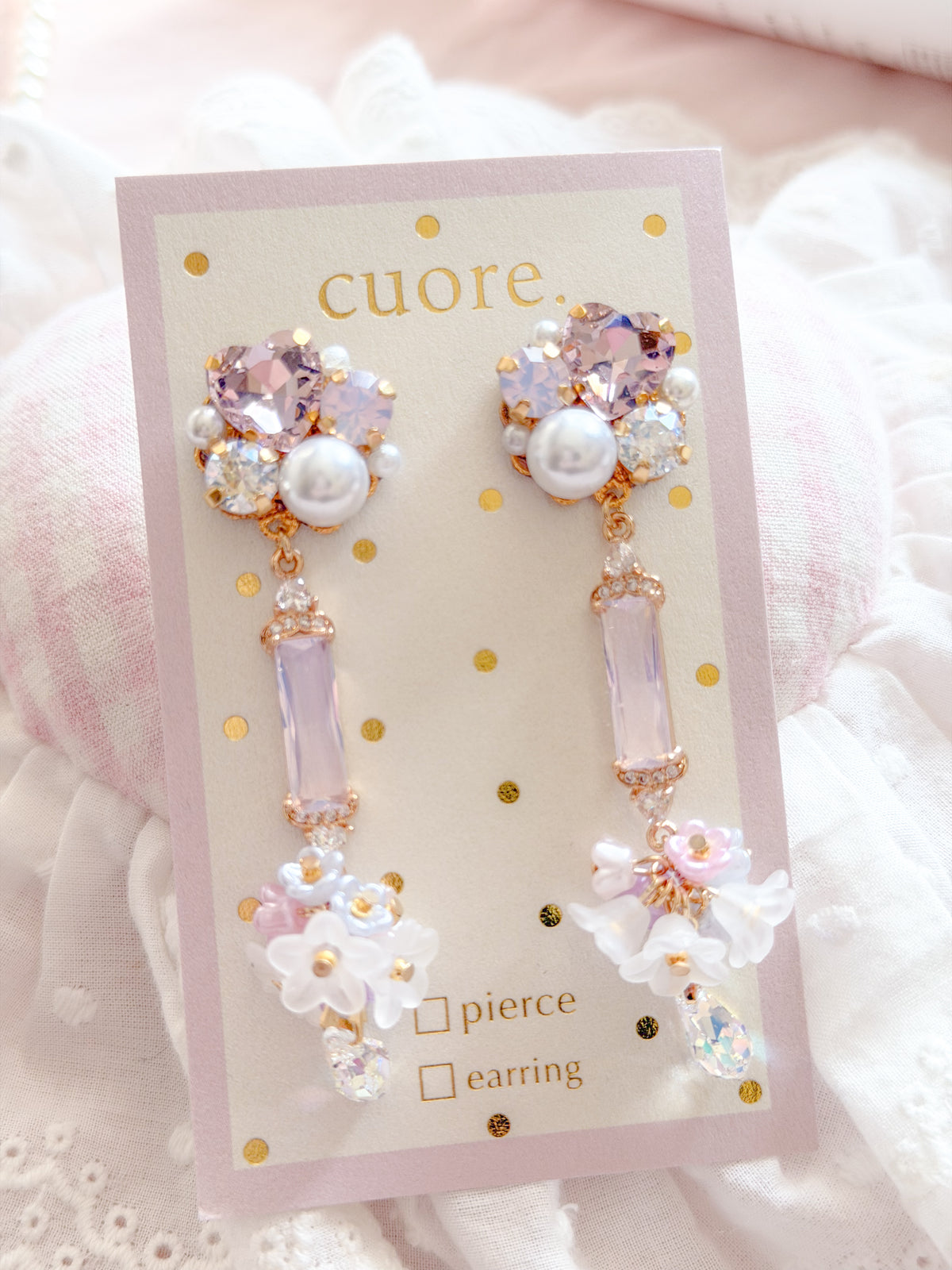 CUORE｜星光公主．珍珠水晶花園耳環