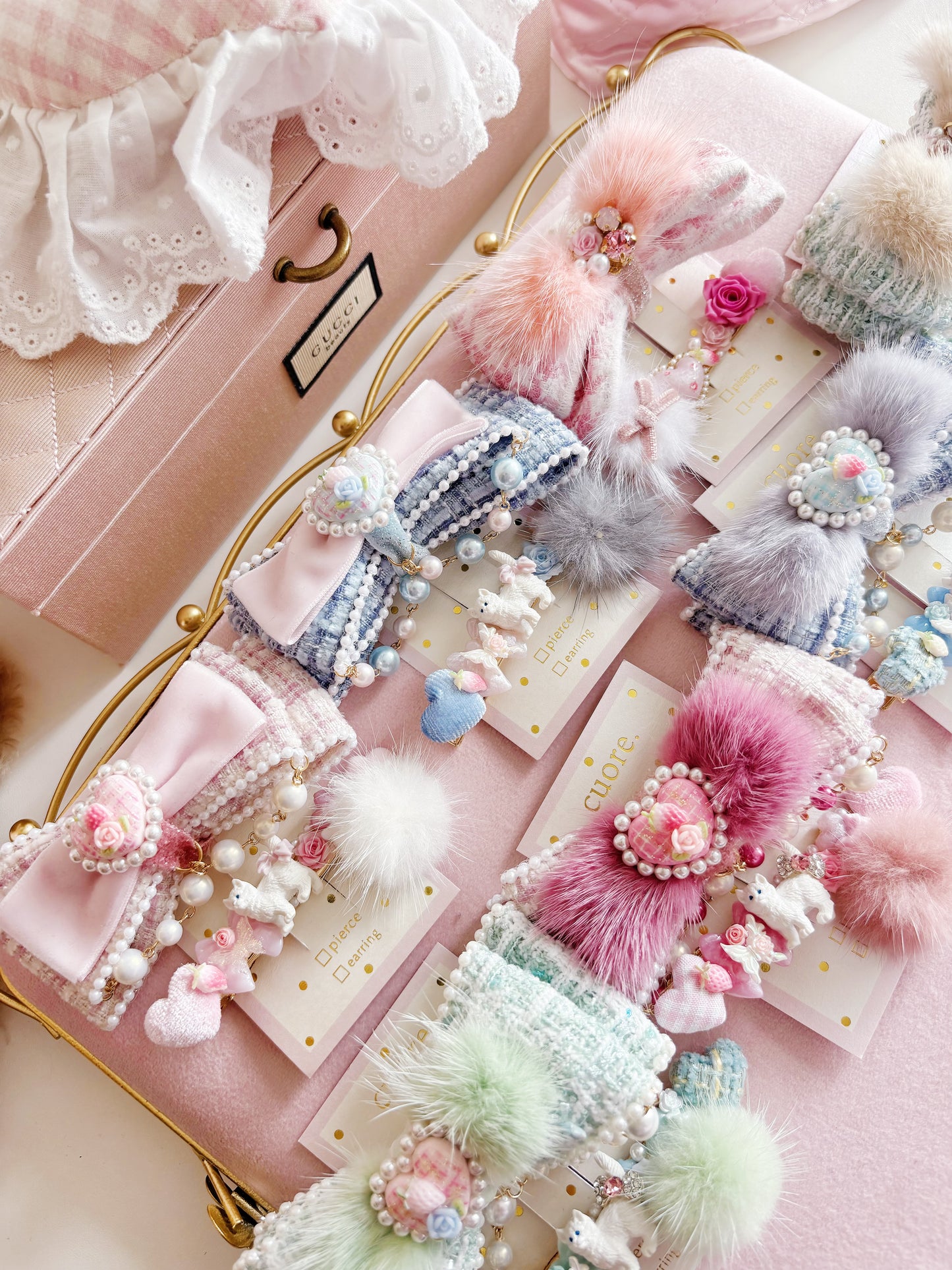 Cuore-限量版重工毛毛小熊華麗水晶髮夾